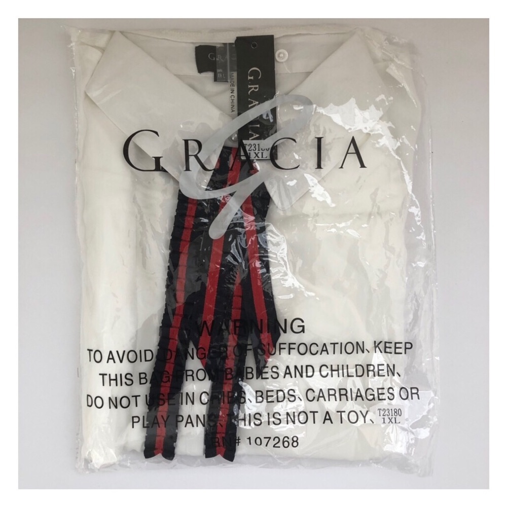 GRACIA LONG SLEEVES RIBBON BOW SHIRT - Picture 3 of 3